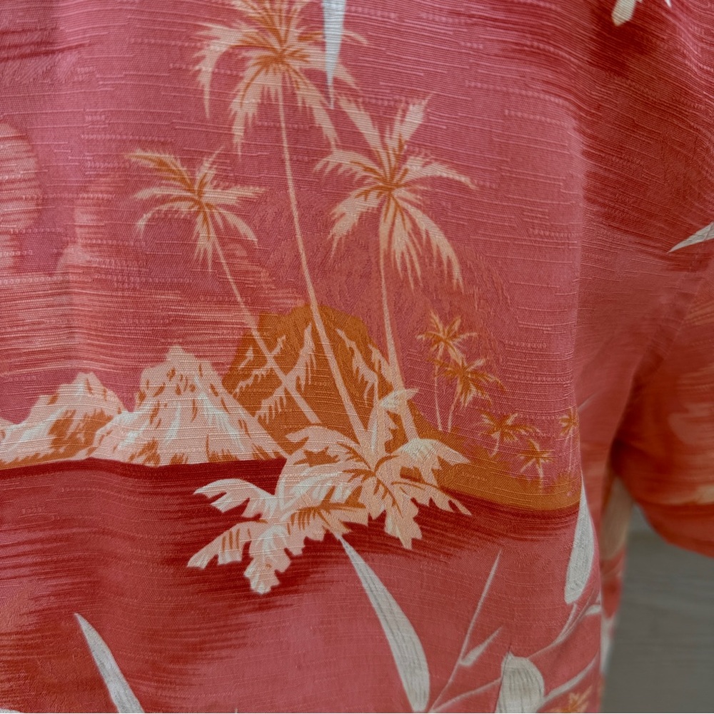 Tommy Bahama 100% Silk Floral Camp Shirt Short Sleeves Orange Vacation Resort - Picture 9 of 11